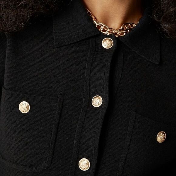 J Crew Jacket XXS Feminine Patch-pocket Sweater Lady Jacket Black - Picture 4 of 9